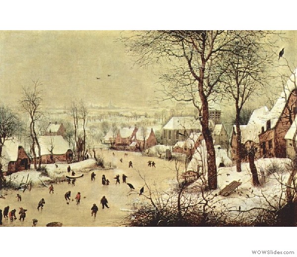 No.23 スケーターと鳥の罠のある冬の風景　1565　ベルギー王立美術館蔵