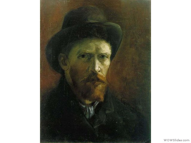 1886 暗色のフェルト帽をかぶった自画像